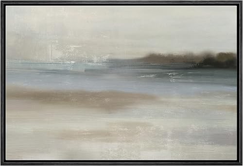 SIGNLEADER Lienzo enmarcado para pared, paisaje de acuarela gris pastel azul, ilustraciones de formas abstractas, arte moderno, decorativo,