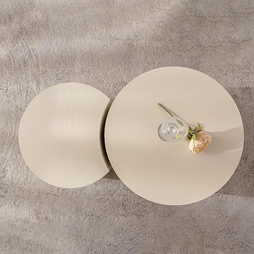 Miniatura 14 de WILLIAMSPACE Juego de 2 mesas auxiliares anidadas, redondas de madera negra para espacios pequeños, sala de estar, dormitorio, mesa auxiliar 18.9"