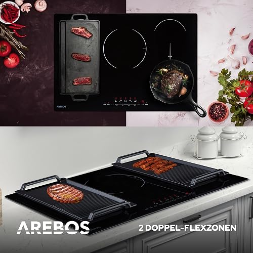 Arebos induction hob | 9800 W | 5 hobs with 2 flex zones | 77 cm | self-sufficient | with Sensor Touch, timer, childproof lock, overheating protection, auto shut-off - 4