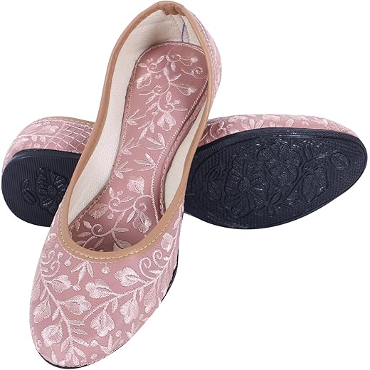 DFR Woman Comfortable Cushioned Ethnic Embroidered Rajasthani Punjabi Style Mojari Jutti Juti for Women Fancy Bellies Shoe