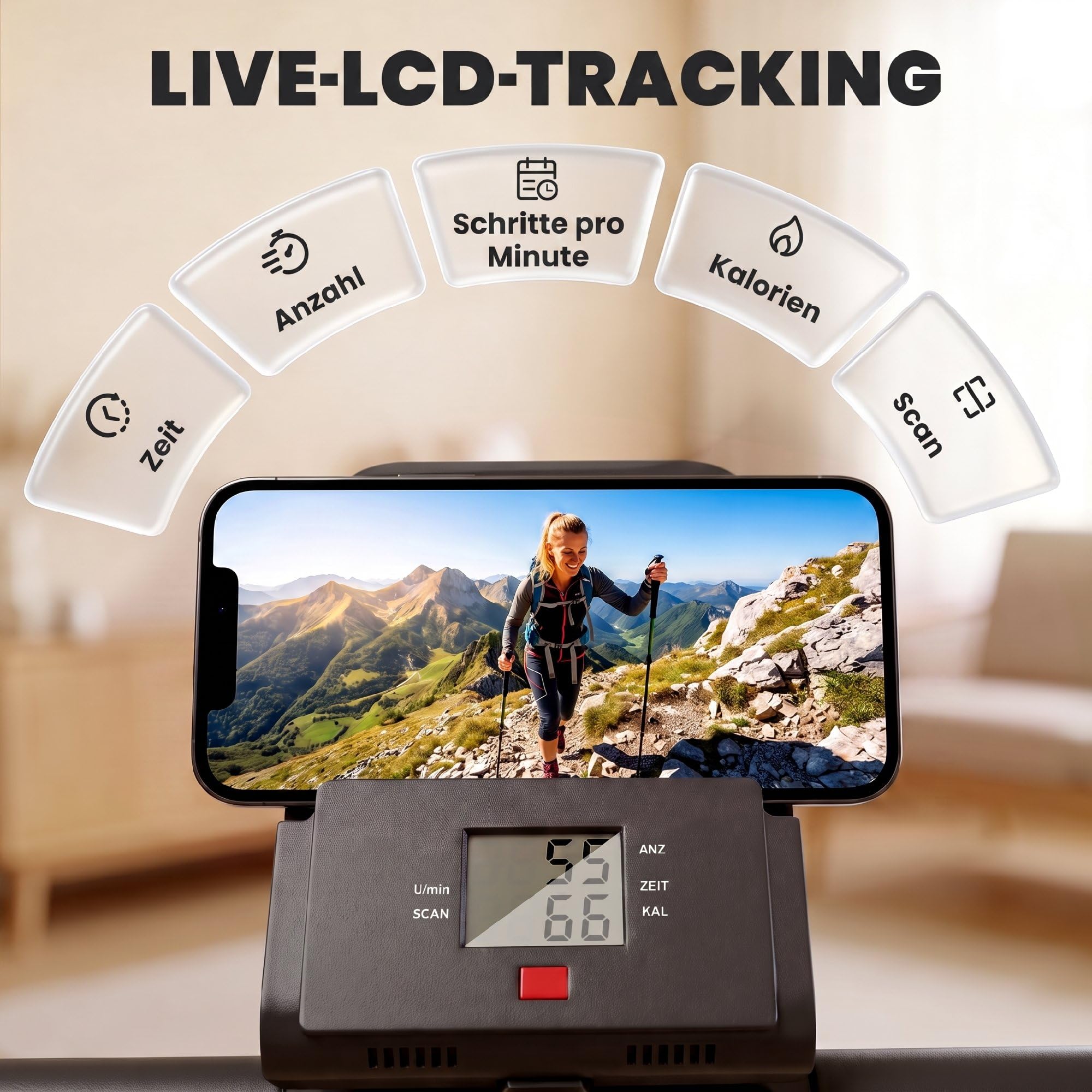 SPORTNOW Stepper para Gimnasio en casa con 3 resistencias Plegable LCD