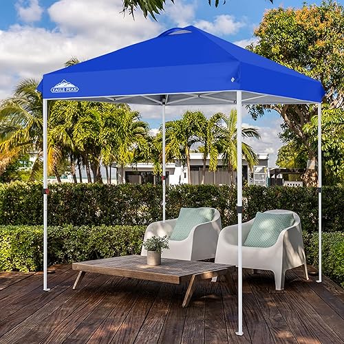 Miniatura 8 de EAGLE PEAK Tienda de campaña desplegable con bolsa de transporte con ruedas, 8 estacas, 4 cuerdas, toldo de tienda de campaña fácil de instalar, 6.6