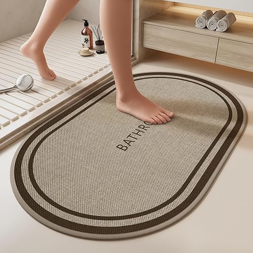 Miniatura 9 de Tapete de baño antideslizante con respaldo de goma mejorado, lavable y delgado, para suelo de baño, alfombras de baño tejidas absorbentes, de secado