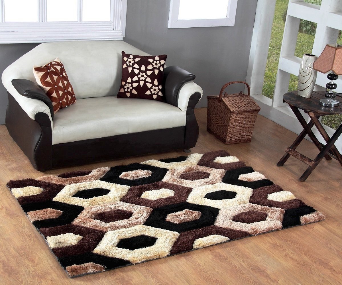 Dizen Star 5D Polyester Shaggy Carpets, Carpets for Living Room, Rugs and Carpets--4 X 6 Feet