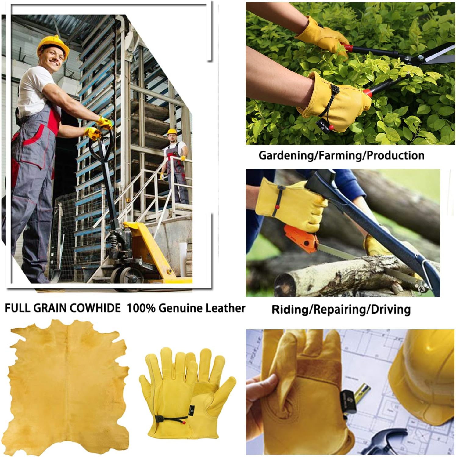 [OLSON DEEPAK] 革手袋 バイク アウトドア手袋 作業手袋 スポーツ 牛革手袋 登山 防寒 防風 男女兼用 (L)