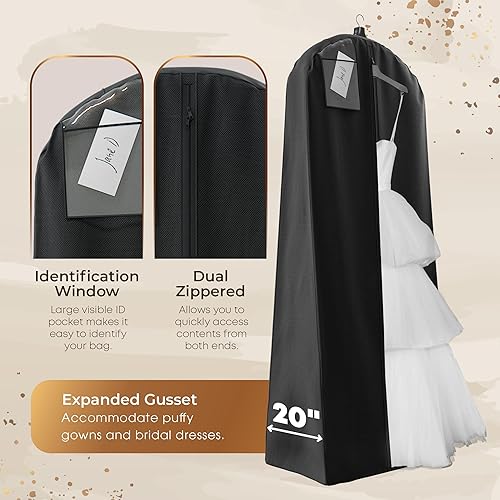 Miniatura 5 de Your Bags Bolsa de ropa para vestido de novia con bolsa a juego, bolsas de ropa para viajes, colgar ropa o almacenamiento, bolsa de vestido de novia