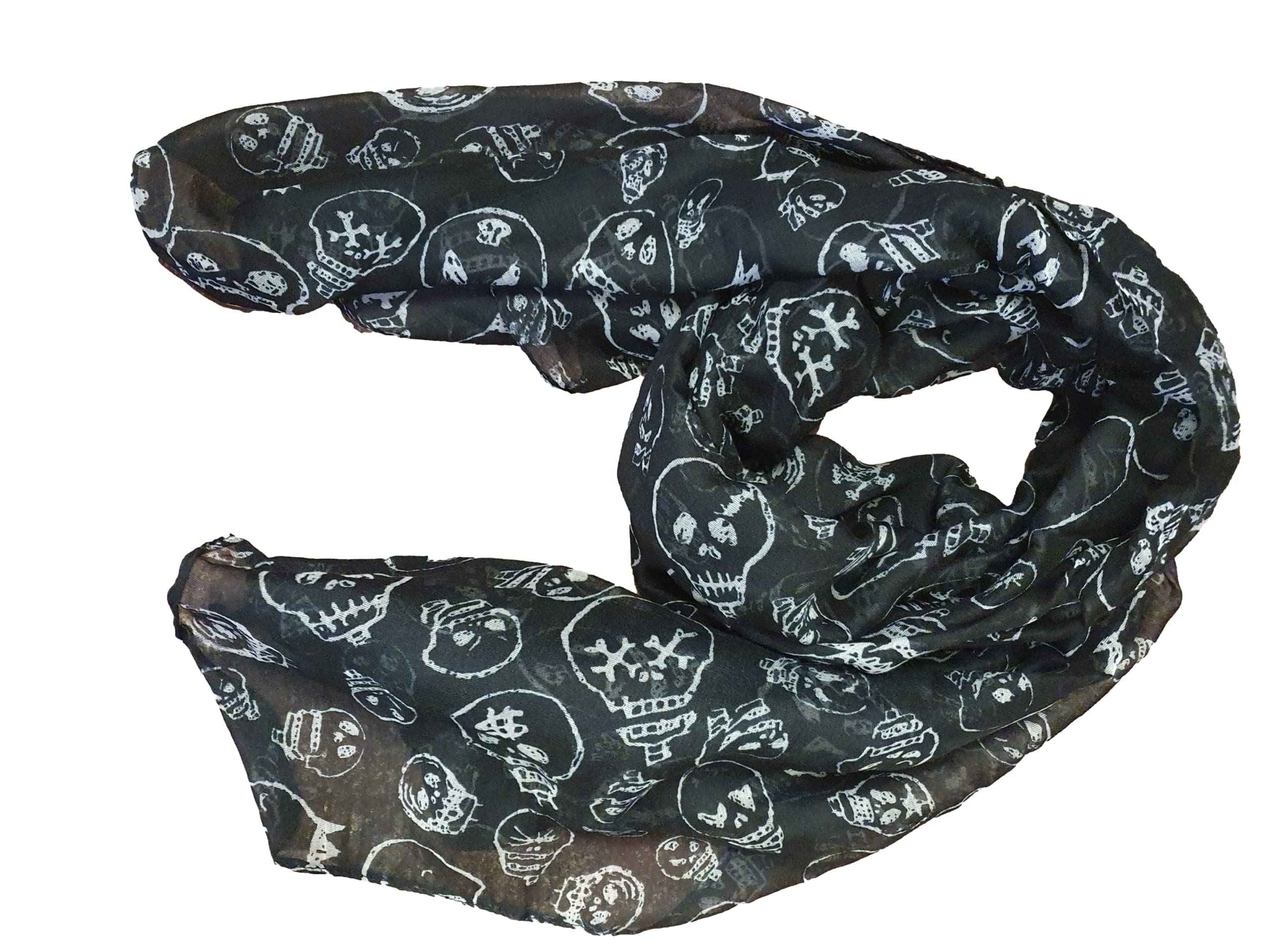 Fat-Catz-Copy-Catz Women's Black Big Skull New Celebrity Style Animal Leopard Long Scarf Scarves Maxi Sarong Sale (Black Big Skull)