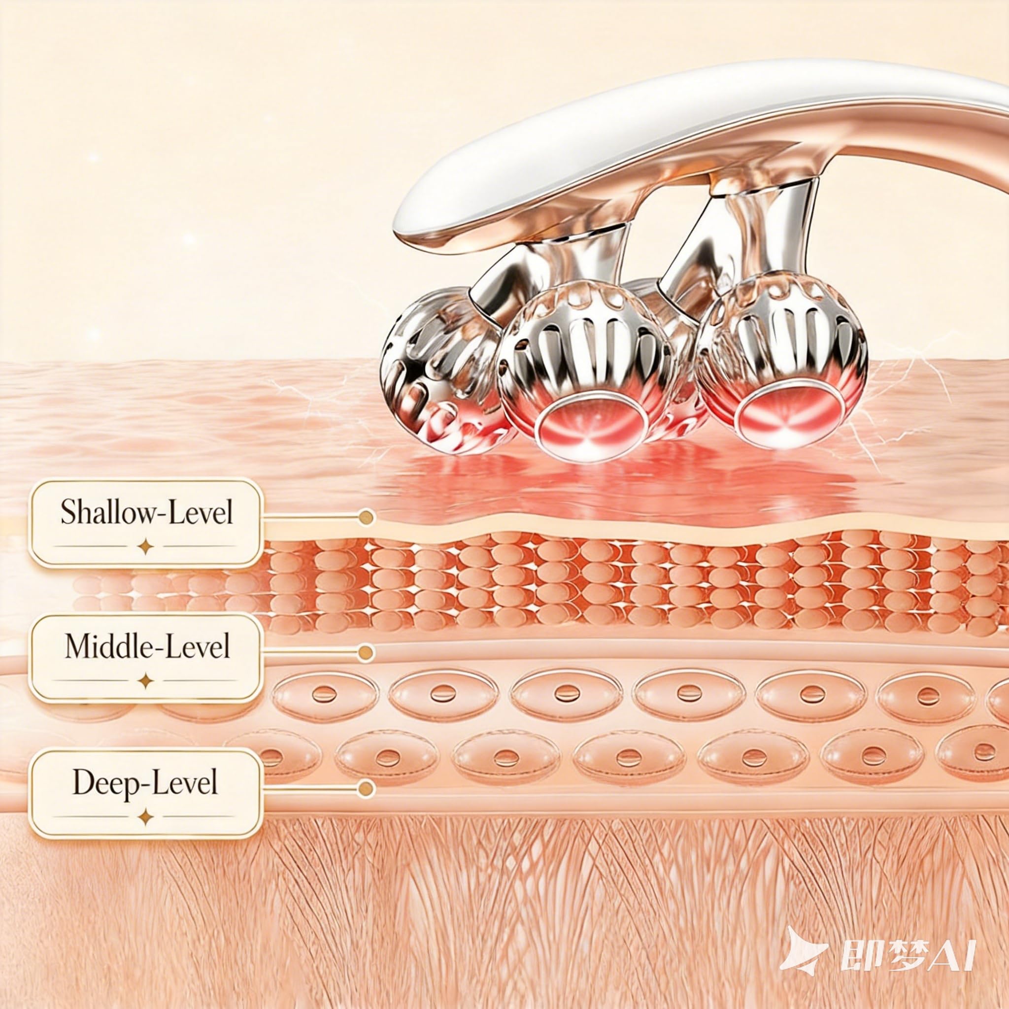 Microcurrent Facial Massager with V-Shaped Head and LCD Display