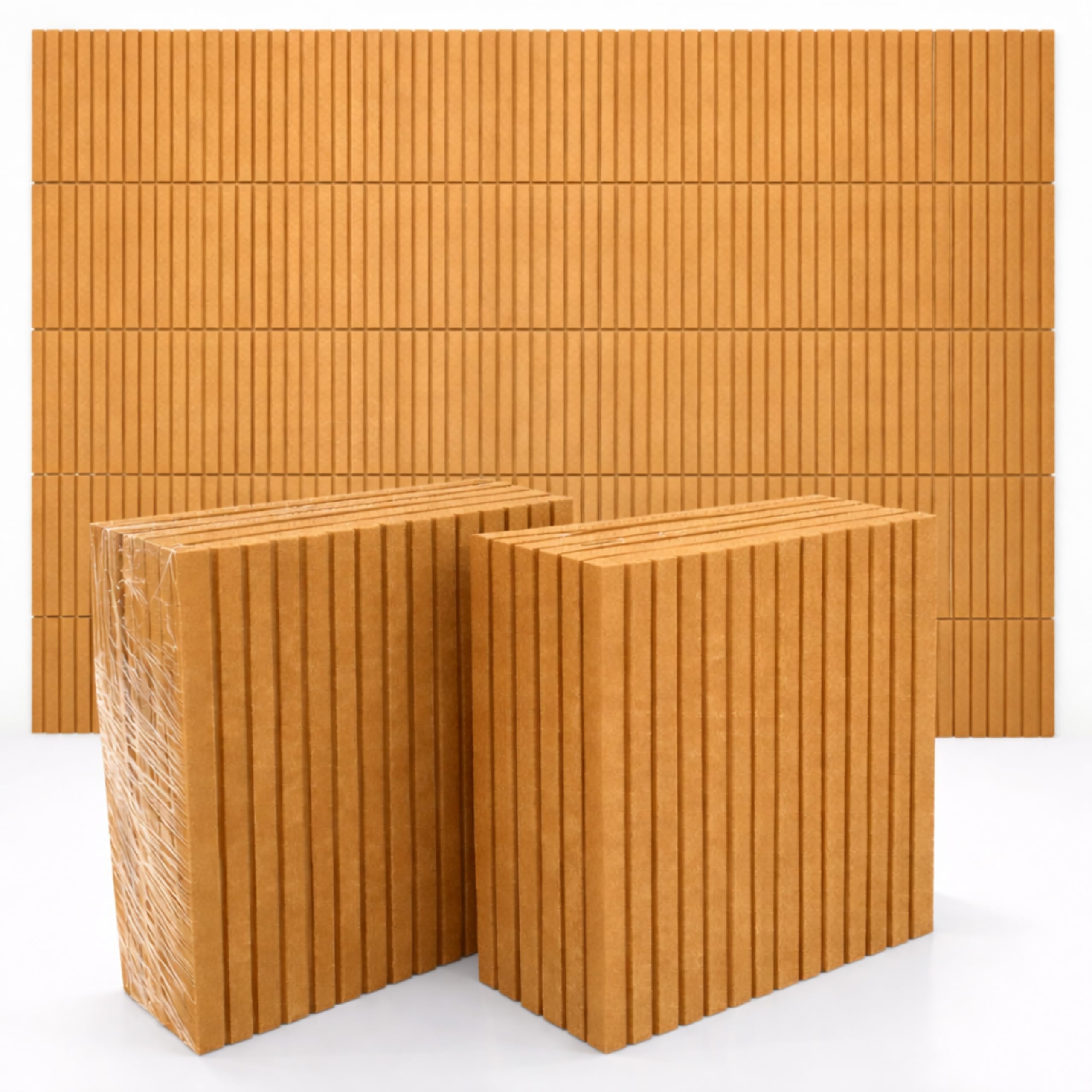 MMT Acoustix® Slats Felt Acoustic Panels for Walls | Luxury PET Polyester Sound Absorbing Wall Panels | Echo & Reverb Control | Pin-Friendly Bulletin Board | 30×30 cm Panels | Camel | Set of 8-picture-11