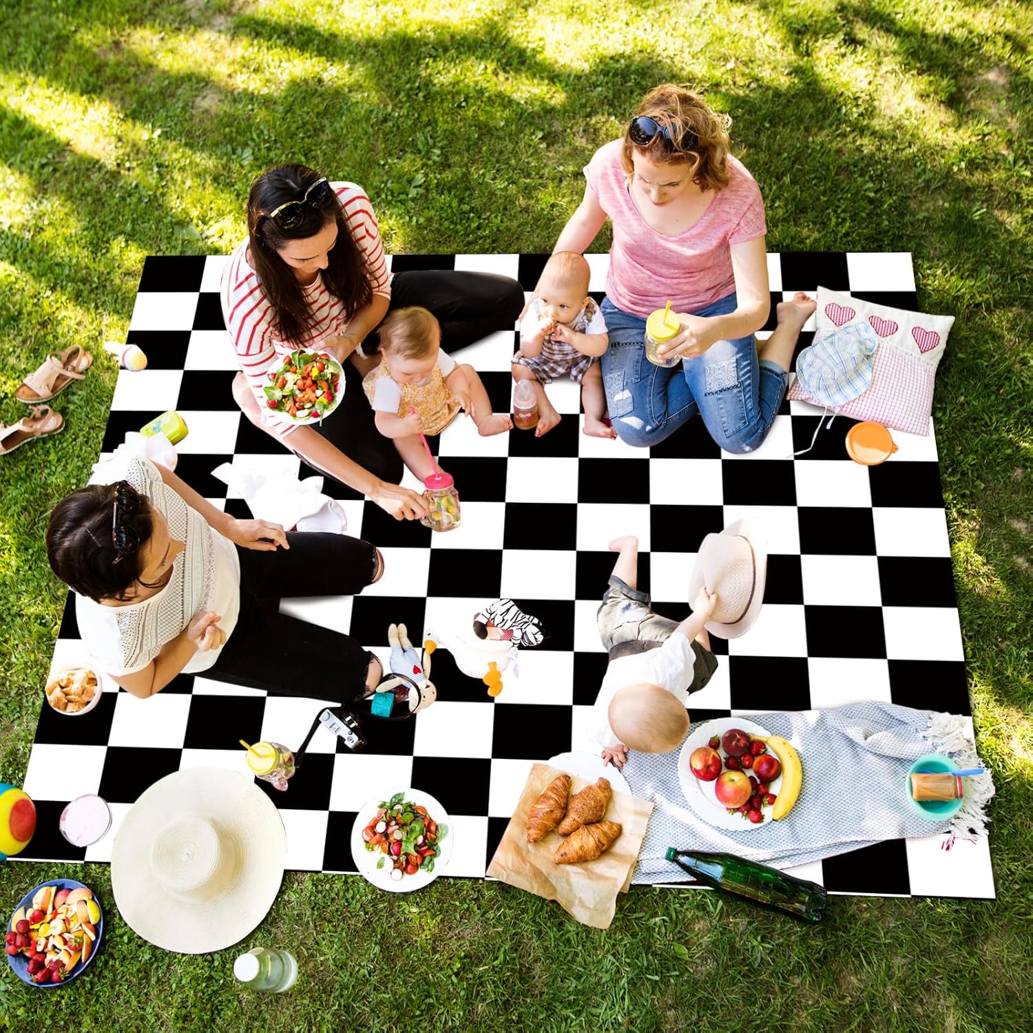 Ctosree 78.7 in x 100 ft Black and White Checkered Tablecloth Roll Plastic Flag Table Cover Race Theme Party Table Cloth for Racing Party Birthday Decoration (Black and White, Checkered)