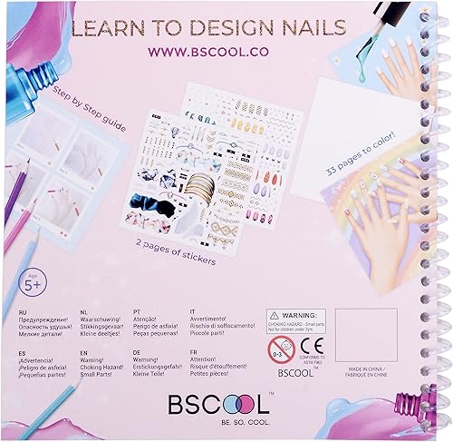 Miniatura 2 de BSCOOL - Libro de dibujo, colorear y actividades  Estudio de diseño de uñas  con pegatinas y guías  Cuaderno de bocetos de diseño de moda para niños