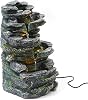 6-Tier Rock Outdoor Water Fountain with Warm LED Lights, Weatherproof Resin Decor Fountain for Garden Porch Yard Patio, Symbolizing Wealth & Good Fortune
