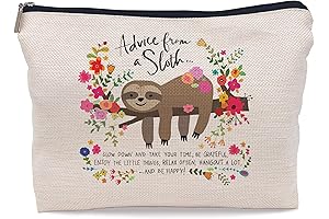 Sloth Floral Cosmetic Makeup Bag