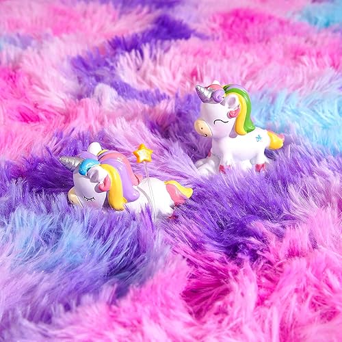 Miniatura 7 de JUNOVO - Alfombras suaves de arcoíris para habitación de niñas, alfombras coloridas y esponjosas para el suelo, alfombra de juego lanuda para niños,