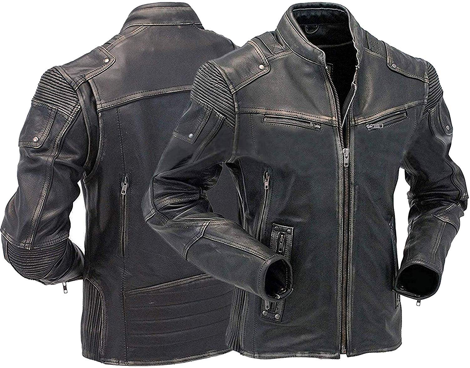 Cazadora clásica para hombre, de piel envejecida, estilo retro, para motociclista