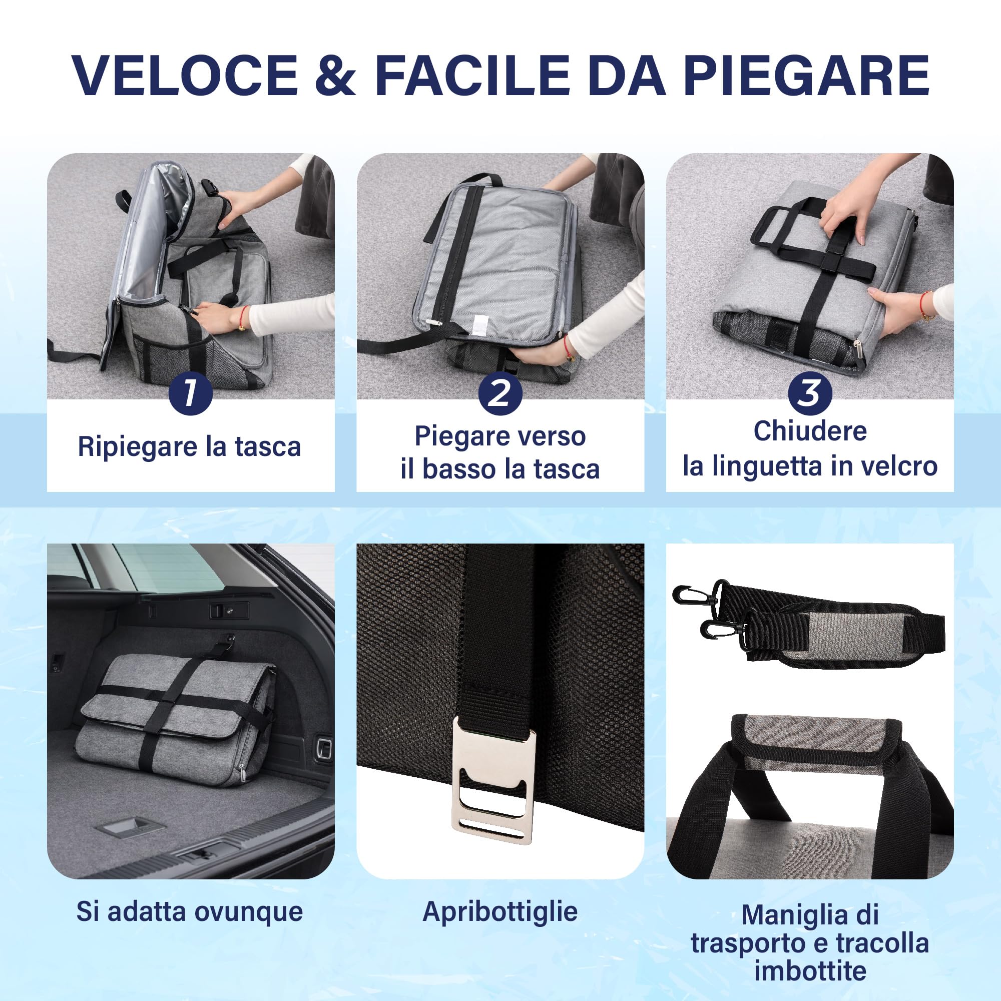 Veddelholzer XXL Borsa termica da 30 litri Borsa da picnic con tracolla Borsa termica e contenitore per il pranzo isolati e pieghevoli, borsa da trasporto per picnic, spiaggia e campeggio