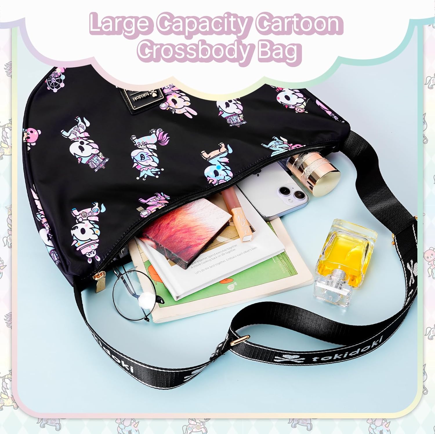 Tokidoki Unicorno Nylon Crossbody Bag Cartoon Shoulder Bag for Women Phone Bag Purse Wallet Credit Card Gift for Women Girls - Image 5