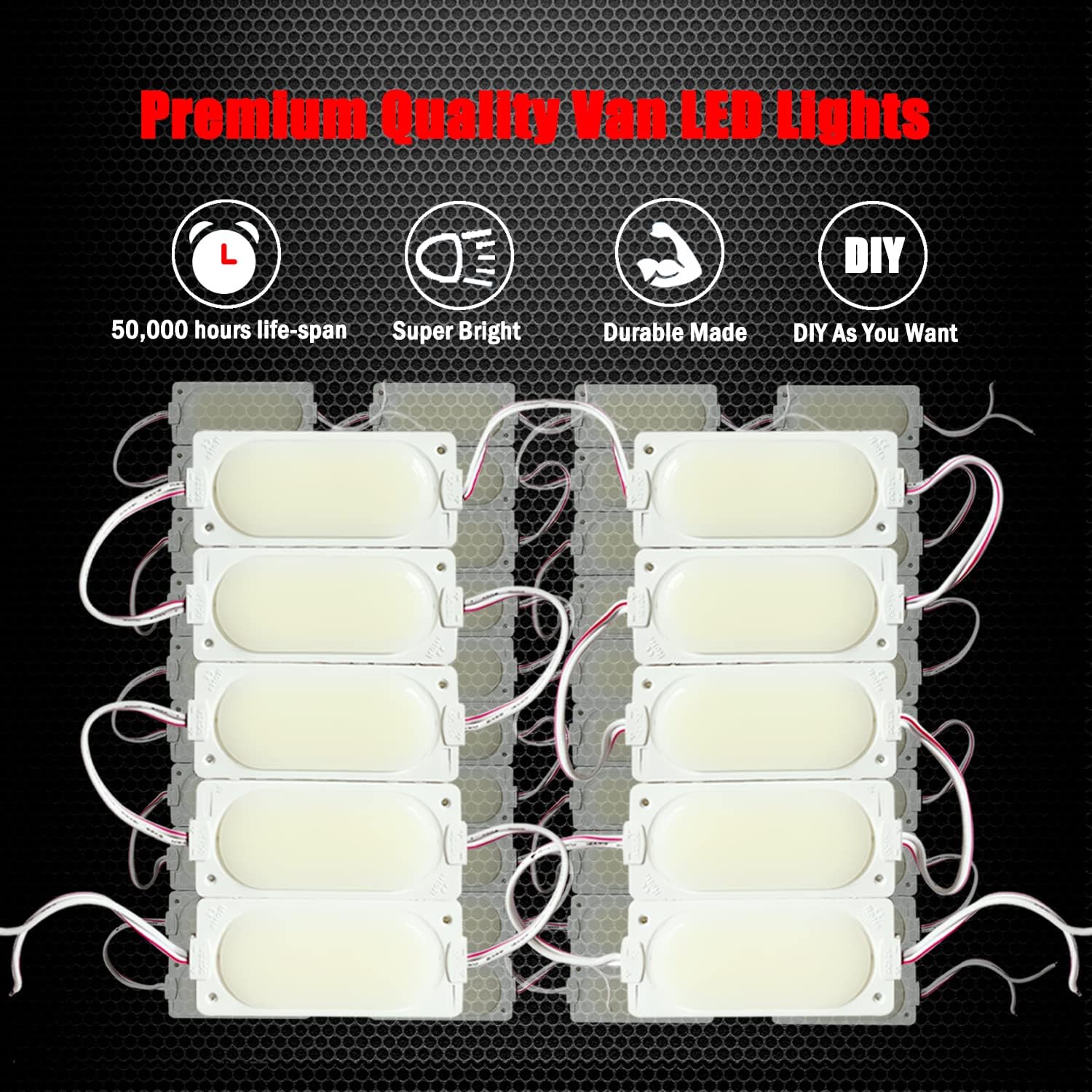 Ampper 12V 50 Pcs COB LED Interior Van Lights, White