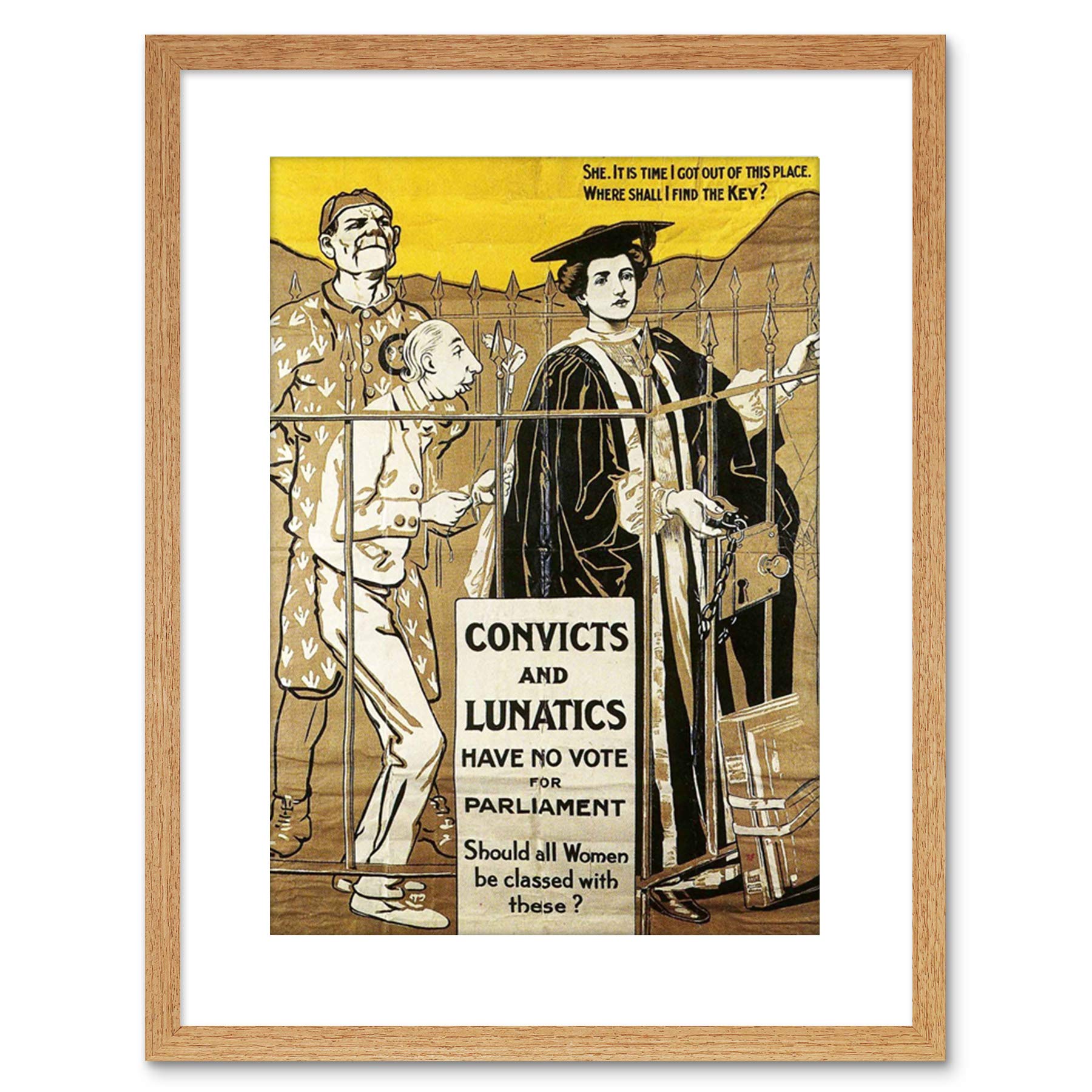 Wee Blue Coo VINTAGE AD POLITICAL CONVICT LUNATIC WOMEN SUFFRAGE UK FRAMED PRINT F97X5907