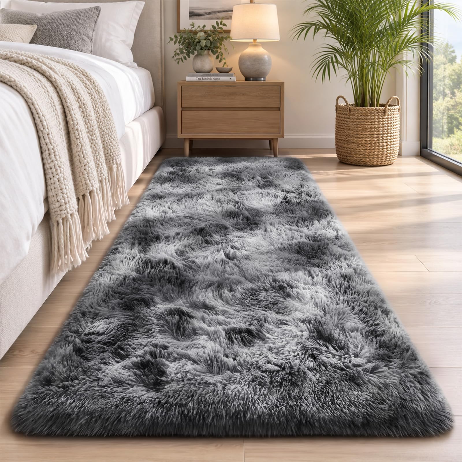 Sour Lemon Rugs Living Room 60x220cm, Grey Runner rug for Bedroom