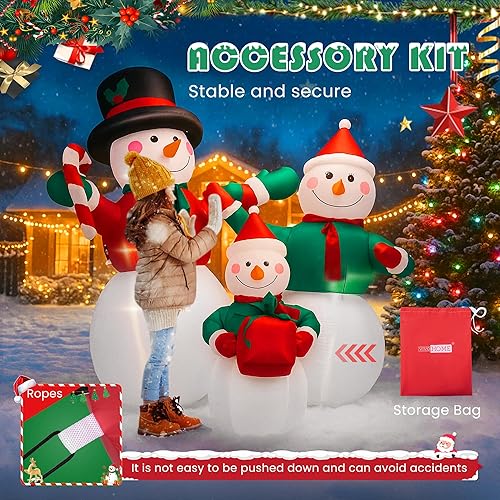 Vista 20 de VIVOHOME 6FT Christmas Inflatable Outdoor Decoration, Snowman in Vest, Navidad Blow Up Yard Decor with Built-in LED Light for Lawn, Garden, Party