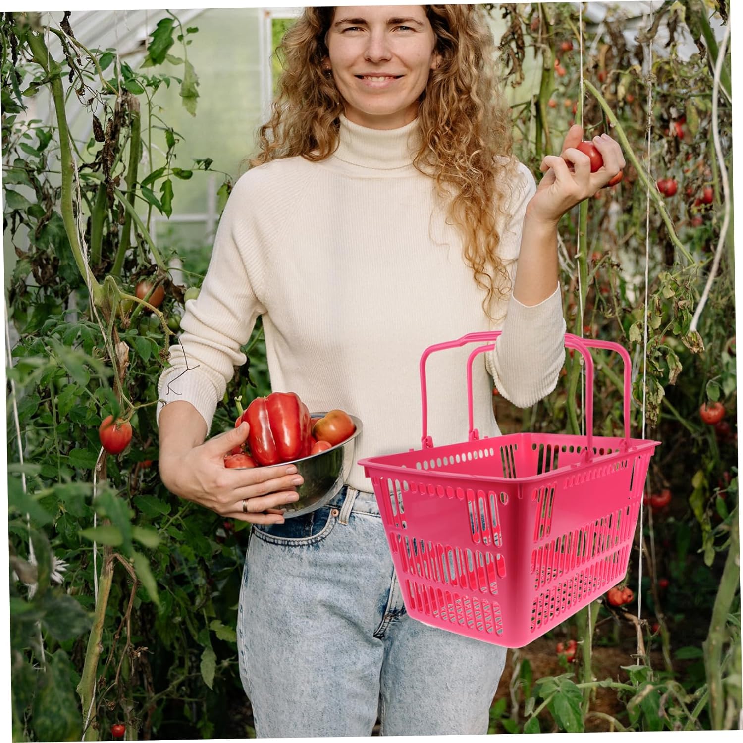 ショッピングバスケットハンドル 折りたたみ式マーケットカート ドレッサーバスケット 手持ちバスケット ビン 小売店バスケット キッチ