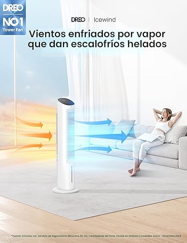 Miniatura 2 de Dreo Ventilador de aire acondicionado portátil, ventiladores de pie de 40 pulgadas que soplan aire frío, aire acondicionado portátil, enfriador de