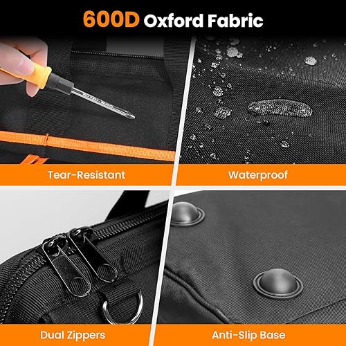 Miniatura 4 de Bolsa de herramientas resistente, bolsas de herramientas de 17 pulgadas para hombres con múltiples bolsillos, bolsa organizadora de herramientas