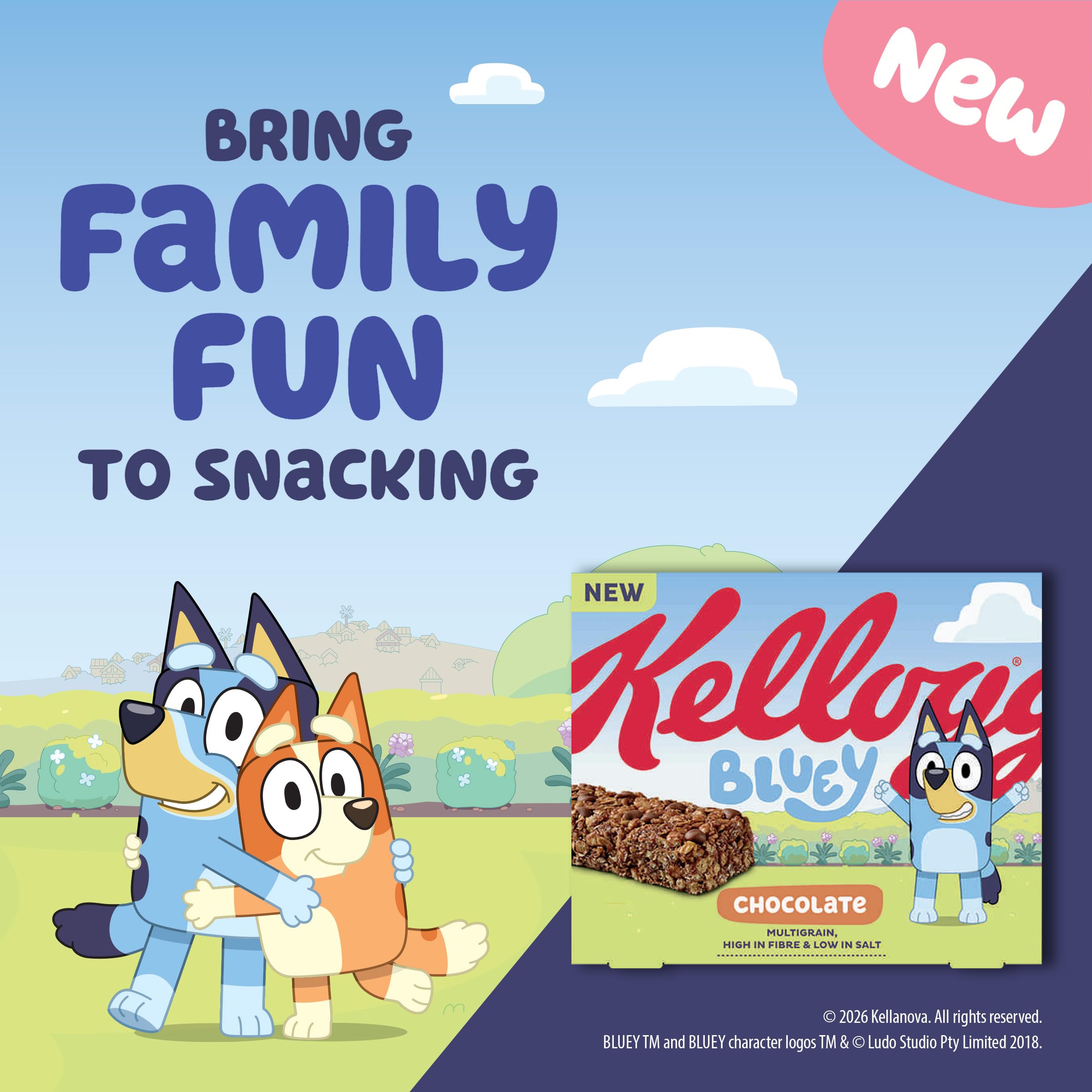 Kellogg's Bluey Chocolate Cereal Bar 4 x 25g