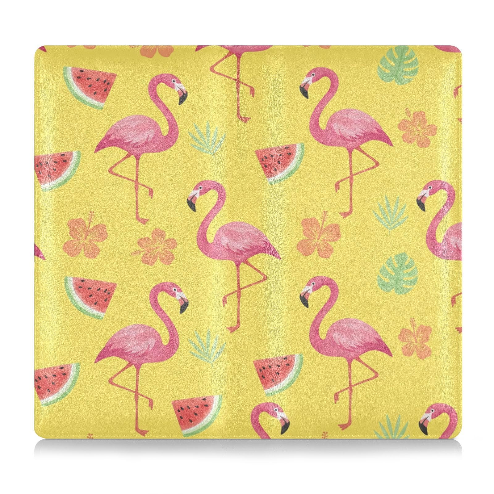BURSTDDY Flamingos and Watermelons Leather Car Registration and Insurance Holder,Registration and Insurance Card Holder Glove Box Car Organizer Car Document Holder for Cards, Driver License