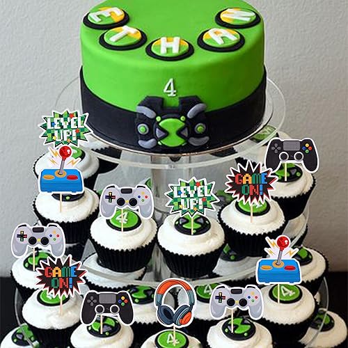 Miniatura 6 de 36 piezas de adornos para cupcakes de videojuegos montados en controladores de juegos para magdalenas decoraciones de pastel para tema de juego baby