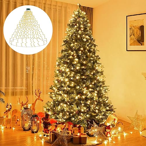 400LED Luces Arbol Navidad con Anillo, 2m x 16 Cadena de Luces con 8 Modos, IP65 Impermeable Luz Navidad Arbol Exterior 