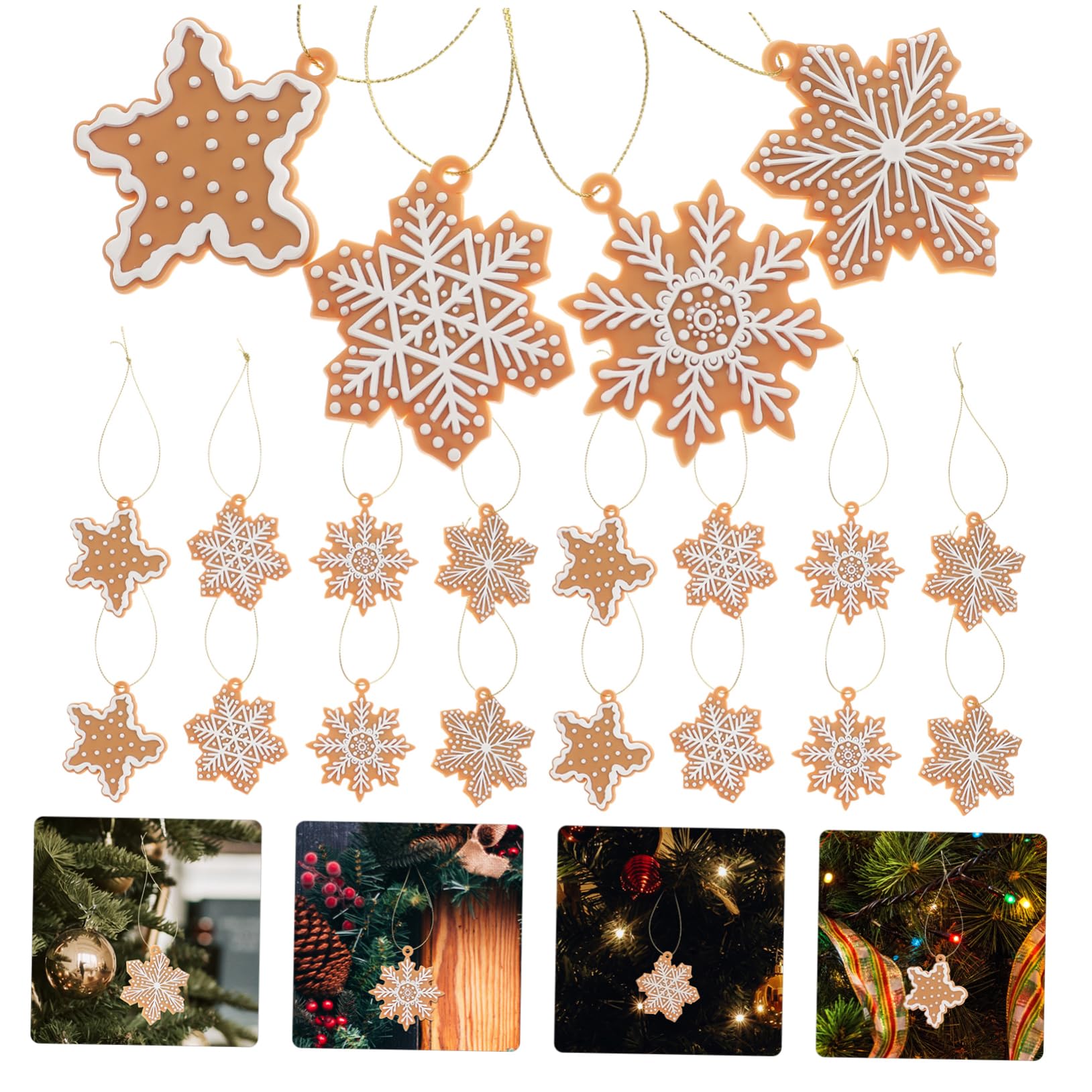 PRETYZOOM 40 Piezas Colgante de de Nieve Mini de Navidad Colgantes navideños Christmas Tree Decoraciones navideñas Dulces decoración del hogar de Navidad