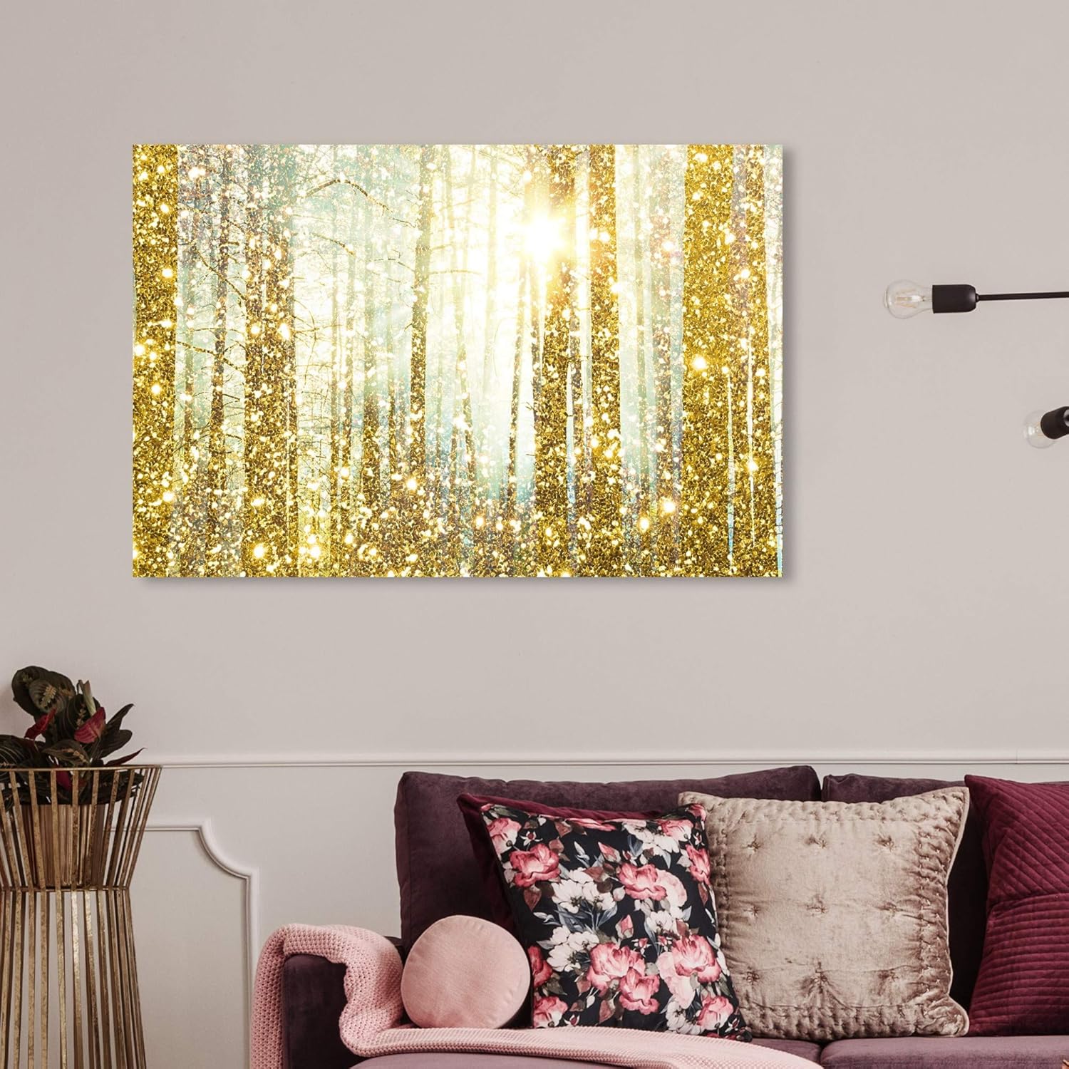 Gold and White Framed Landscape Canvas Print, 24" x 36"