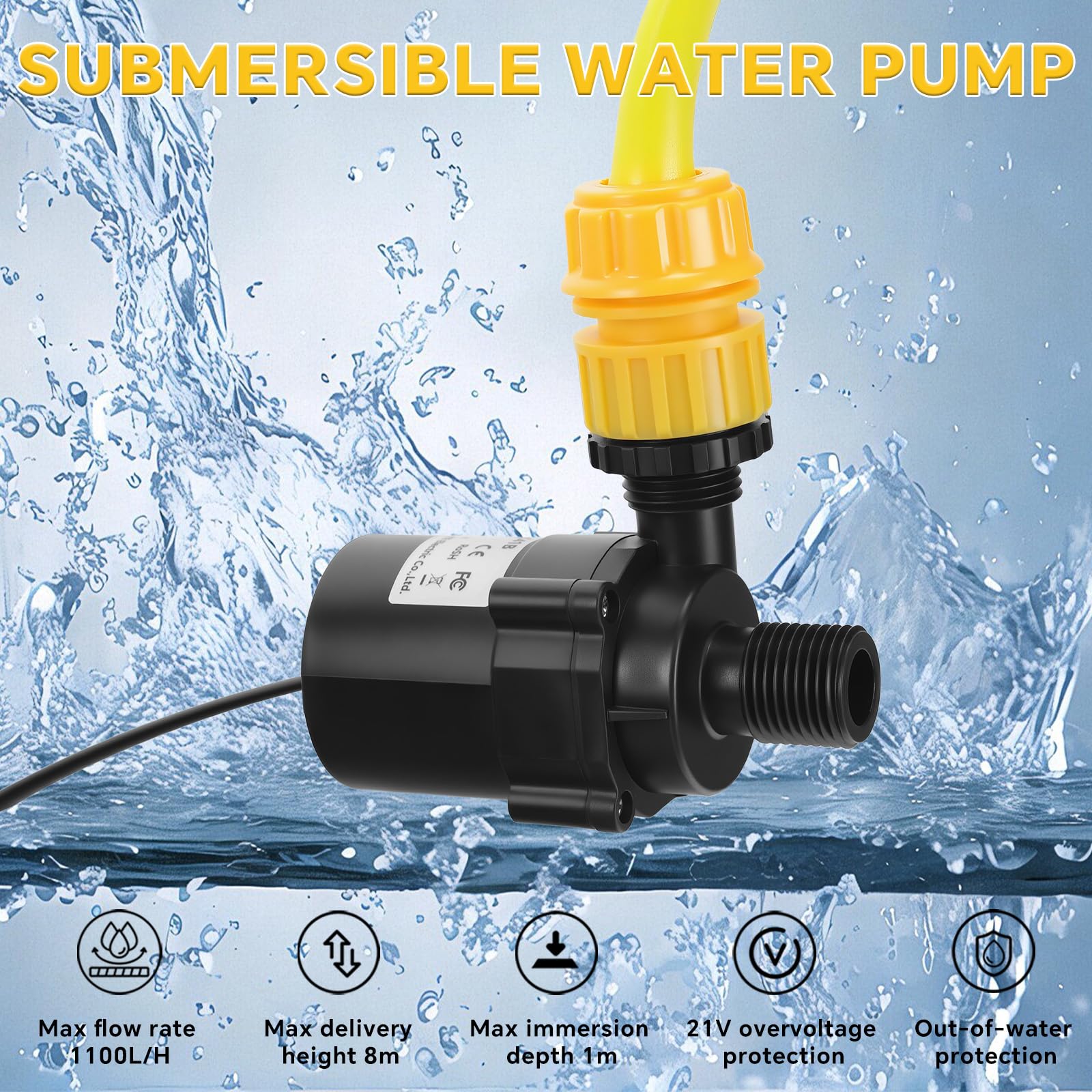 Submersible Water Pump For Dewalt 18V 20V Battery, 635GPH 100W - View #2