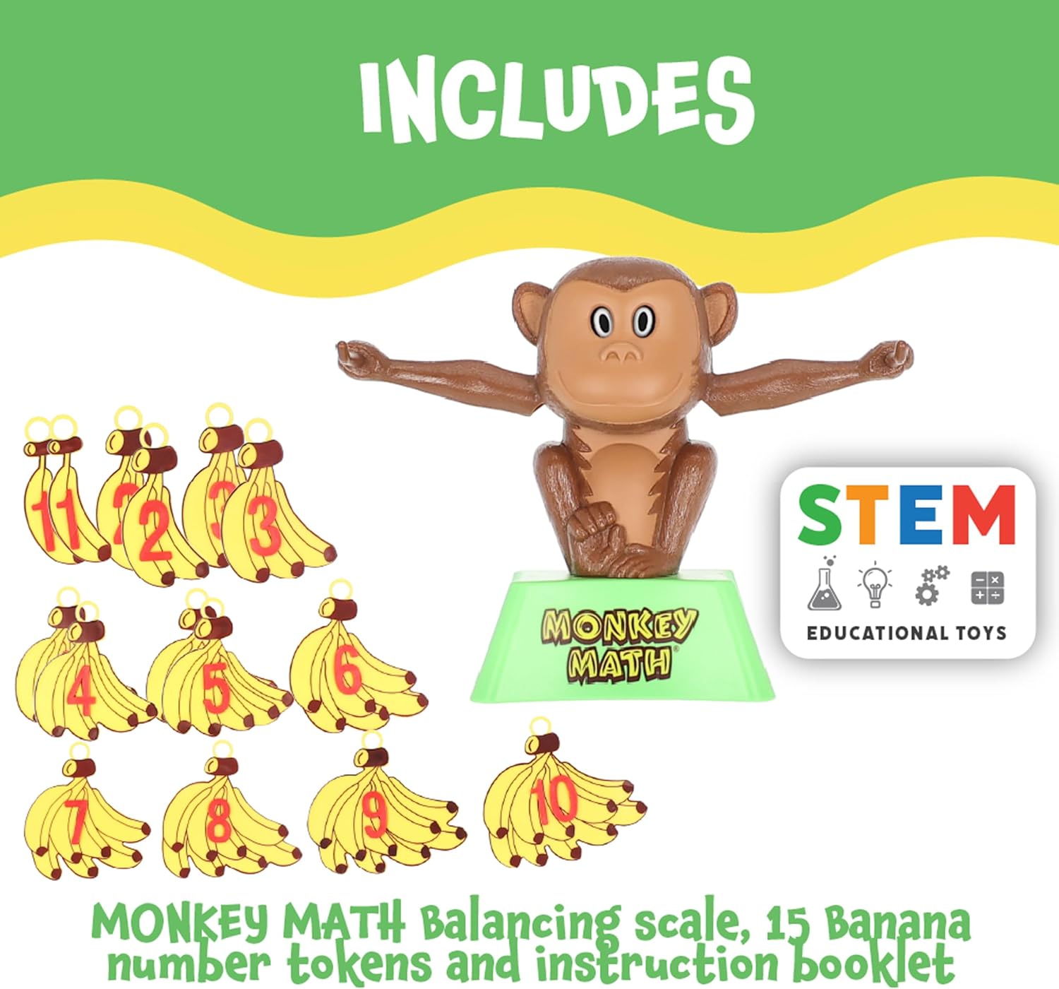 POPULAR PLAYTHINGS Monkey Math Balance Game, Simple Addition Toy with Scale, Hands-On Learning Fun, Gifts for Kids Ages 4 & Up
