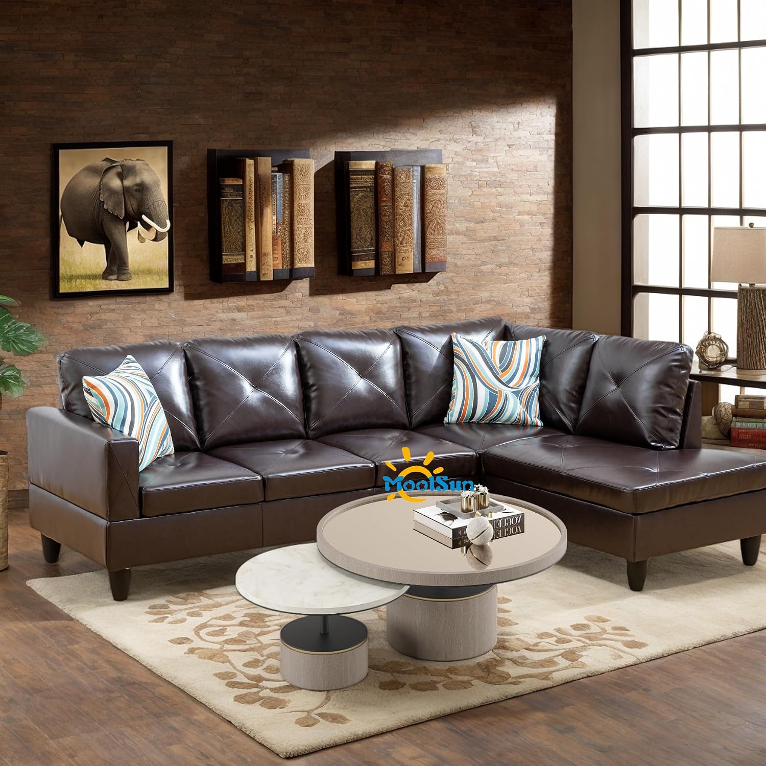 L-Shaped Combination Sofa Set, Luxurious Synthetic Leather Living Room Sofa, Suitable for Living Rooms, Bedrooms, Apartments, and Offices