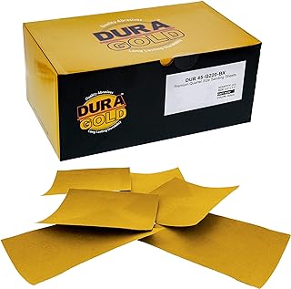 Dura-Gold Premium 1/4 Sheet Gold Sandpaper Sheets, 220 Grit (Box of 400)