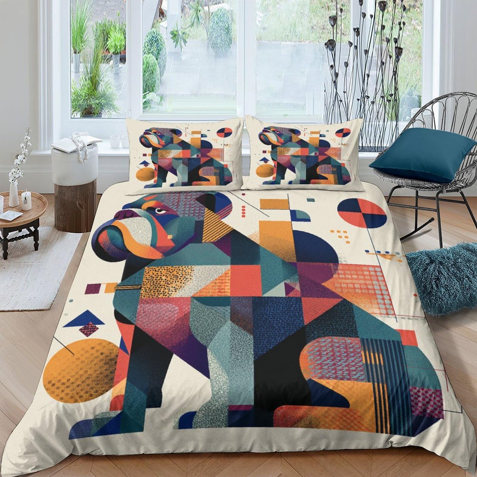 Ctjqhvkz Style-10 3D Printed Geometric Colorful Lion Fitted Sheet Microfiber Soft Bed Sheet For Bedroom Dorm Mattress Decor Single（135X200cm）