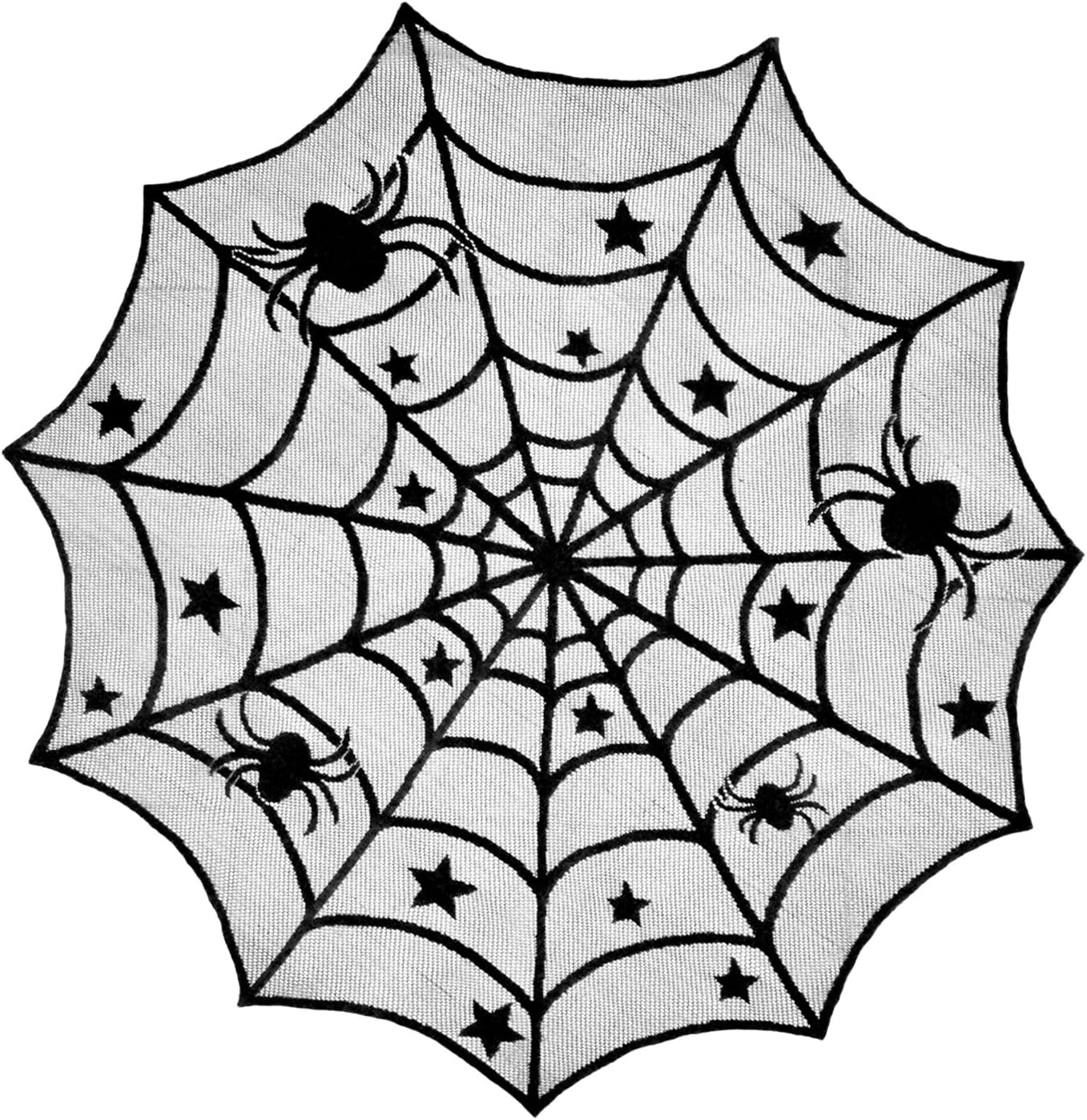 DIIDII Black Lace Overlay Tabletop Collection Gothic Halloween Decor, Table Topper, 40" Round, Spider Web