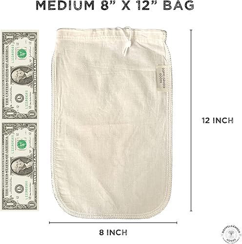 Miniatura 4 de Paquete de 2 bolsas de café de algodón orgánico mediano de 8 x 12 pulgadas, diseñada en California, filtro de café reutilizable con cordón EasyOpen