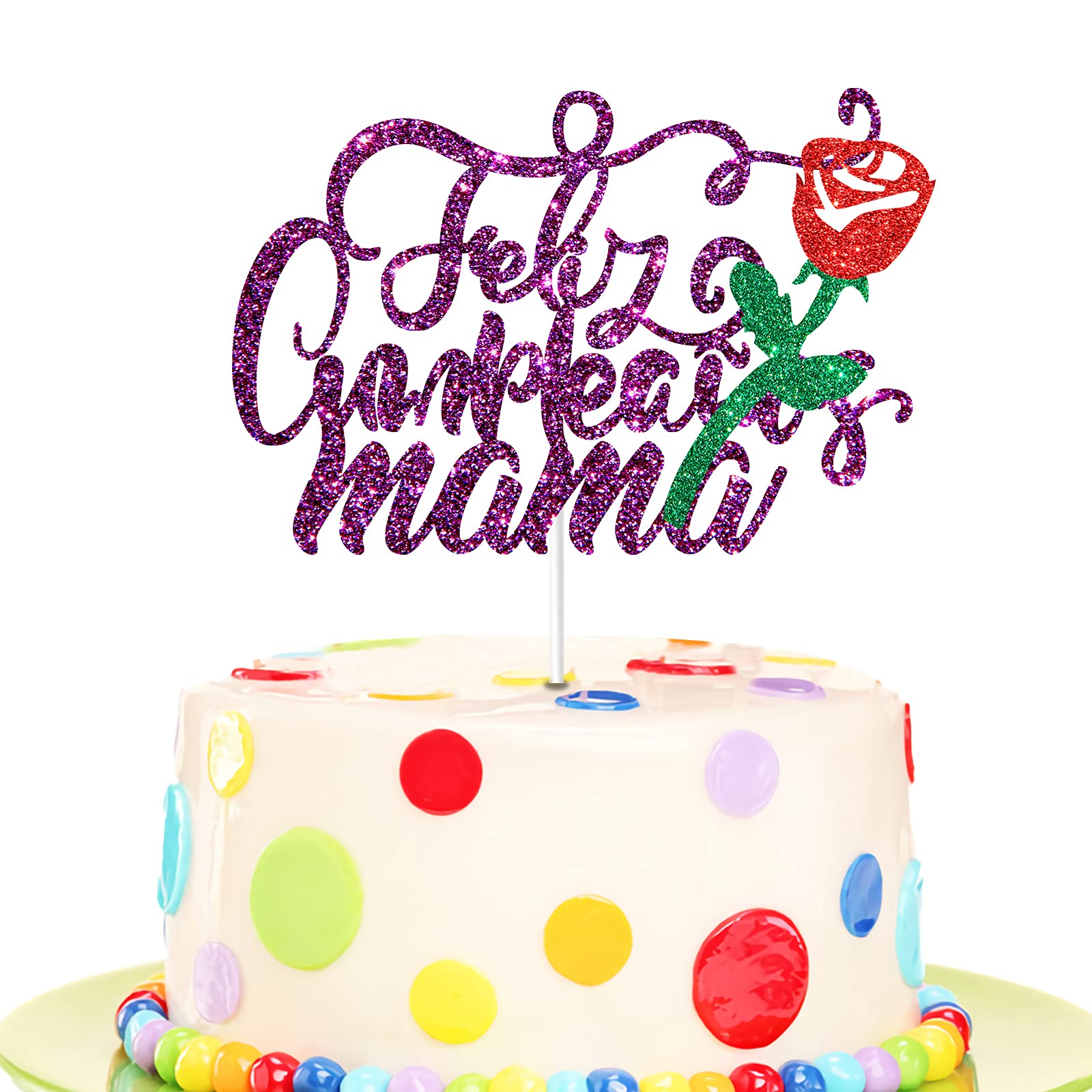 Buy Aonbon Purple Glitter Feliz Cumpleaños Mama Cake Topper, Happy