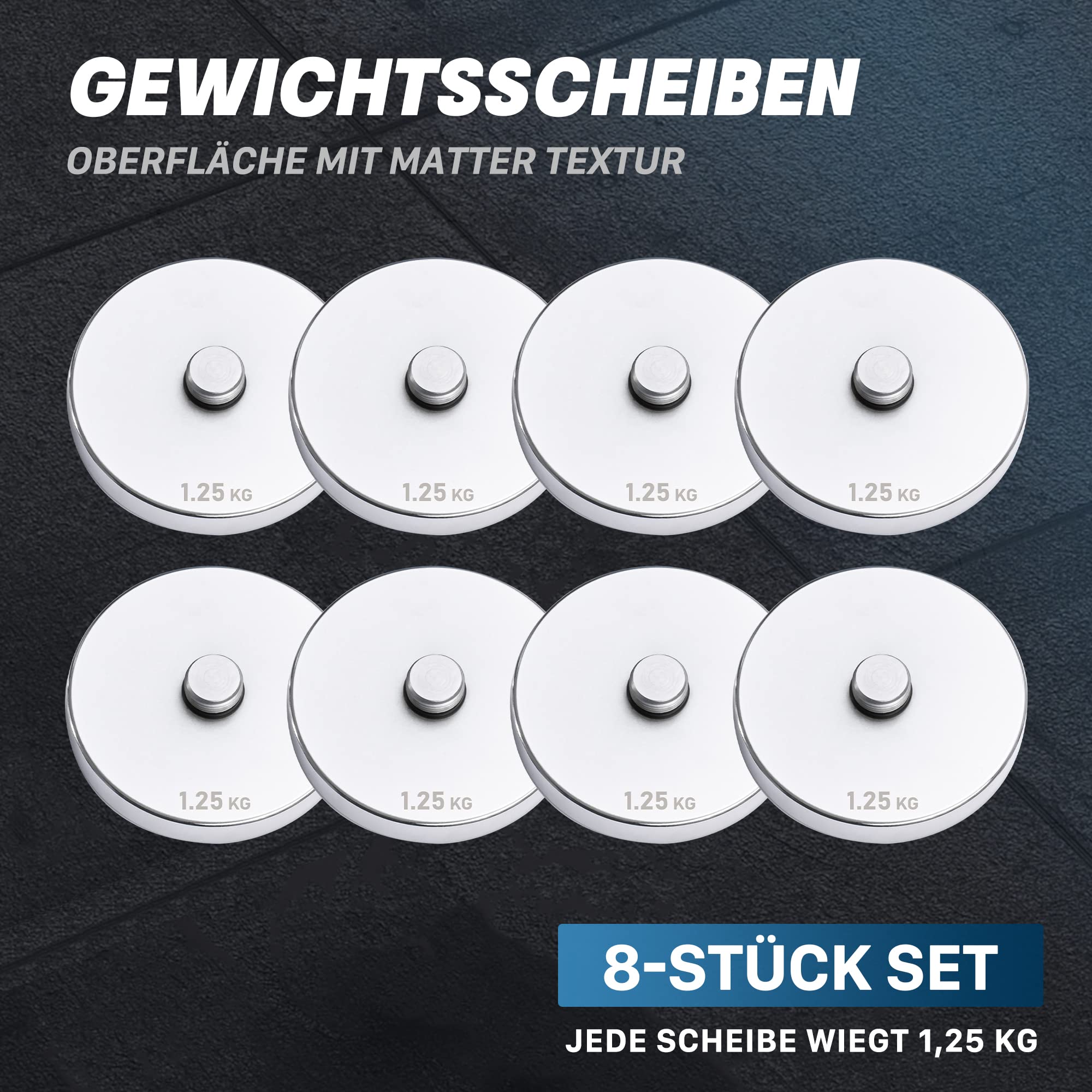 Northdeer Zusätzliche Einzelne Gewichte Hantelscheiben 8 Stück 1,25kg für 10kg Stahlhanteln V2.0