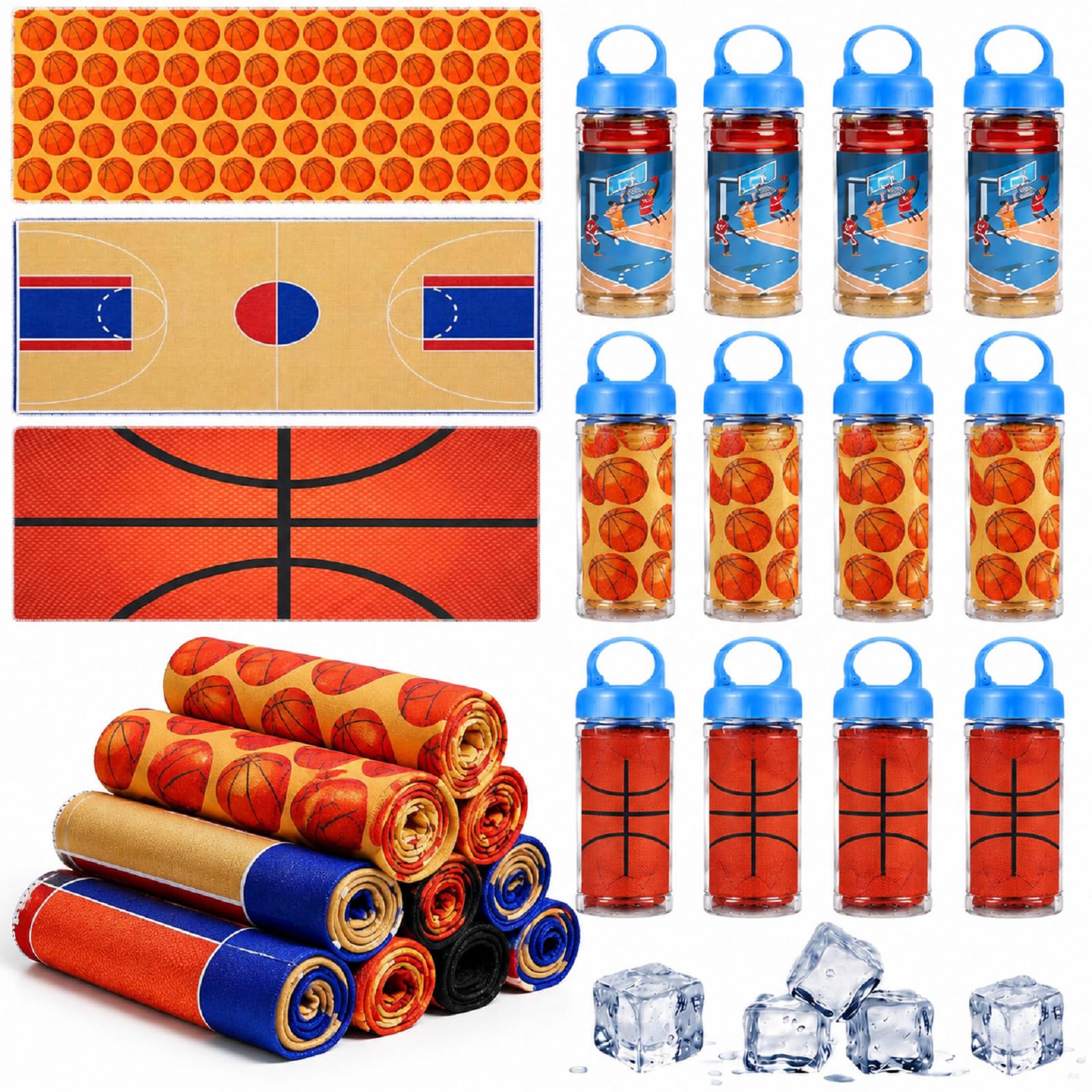 12 Pezzi Asciugamani rinfrescanti per Basket,Golf,Calcio,Sport,bomboniere per Feste a Tema Basket,Asciugamani rinfrescanti Traspiranti e Portatili,in Microfibra ad Asciugatura Rapida,32 x 12 Pollici,