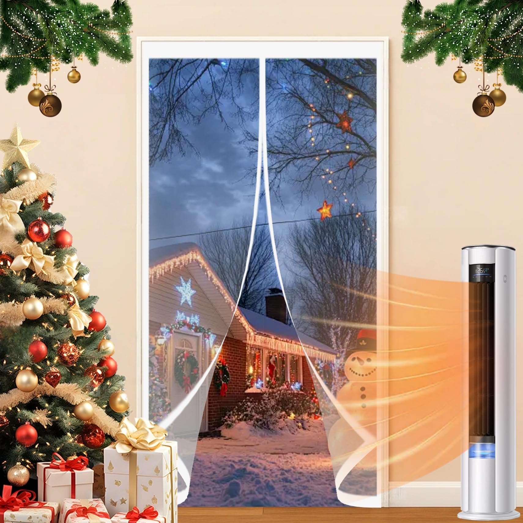 Rideau Thermique Isolant 168 x 255 cm Chaud en Hiver et Frais en Été, Chaud Coupe-Vent et Insonorisant Rideau Porte Isolant Thermique pour Cuisine et Salon de Porte, A
