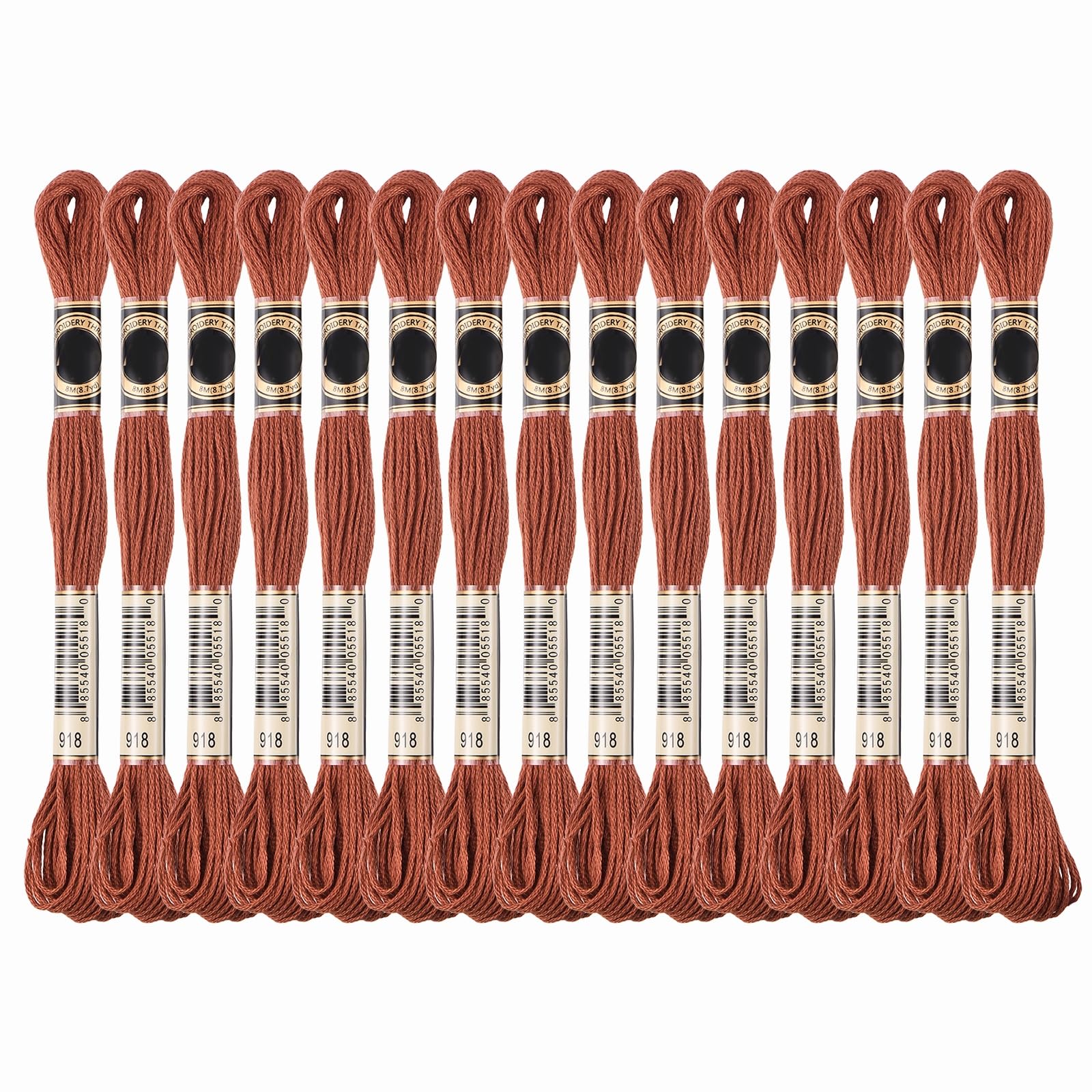 PATIKIL 15 Skeins Embroidery Floss, Solid Colors,Polyester Dark Orange
