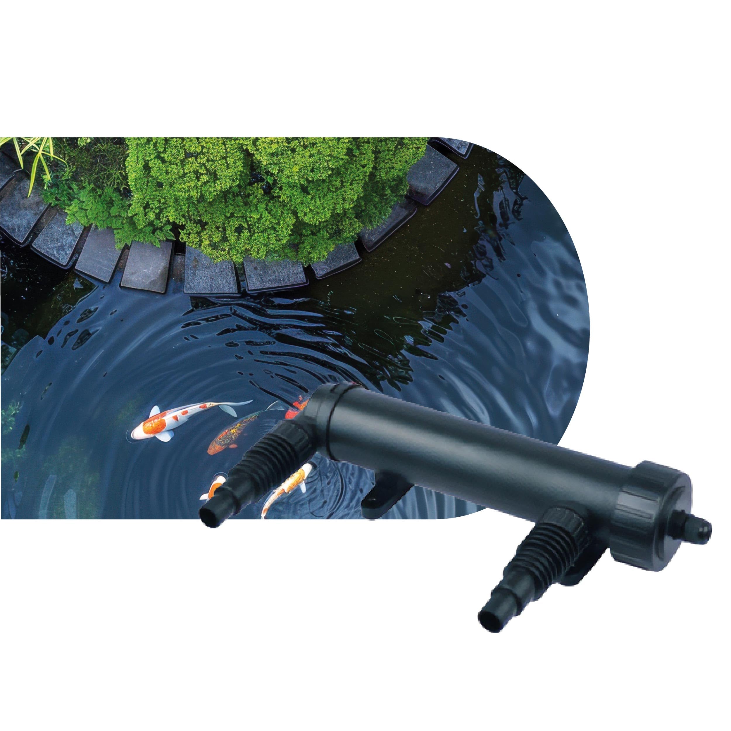 AQPOND sterylizator UV do stawu - oczyszczacz UV-C do kontroli glonów i wody zielonej - system sterylizacji stawów, stawów i fontann ogrodowych, 1700 lt/h, 11 W