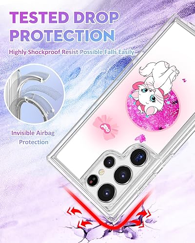 Miniatura 5 de Pncljq Funda para Samsung Galaxy S22 Ultra con purpurina líquida y arenas movedizas, lindo personaje de dibujos animados, Kawaii divertido diseño