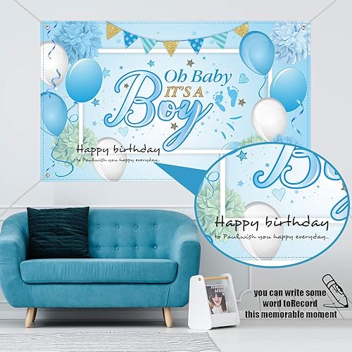 Miniatura 6 de Blulu - Fondo para decoración de fiesta de bebé, tela resistente de gran tamaño, telón de fondo grande de tela durable hecho para baby shower, fondo