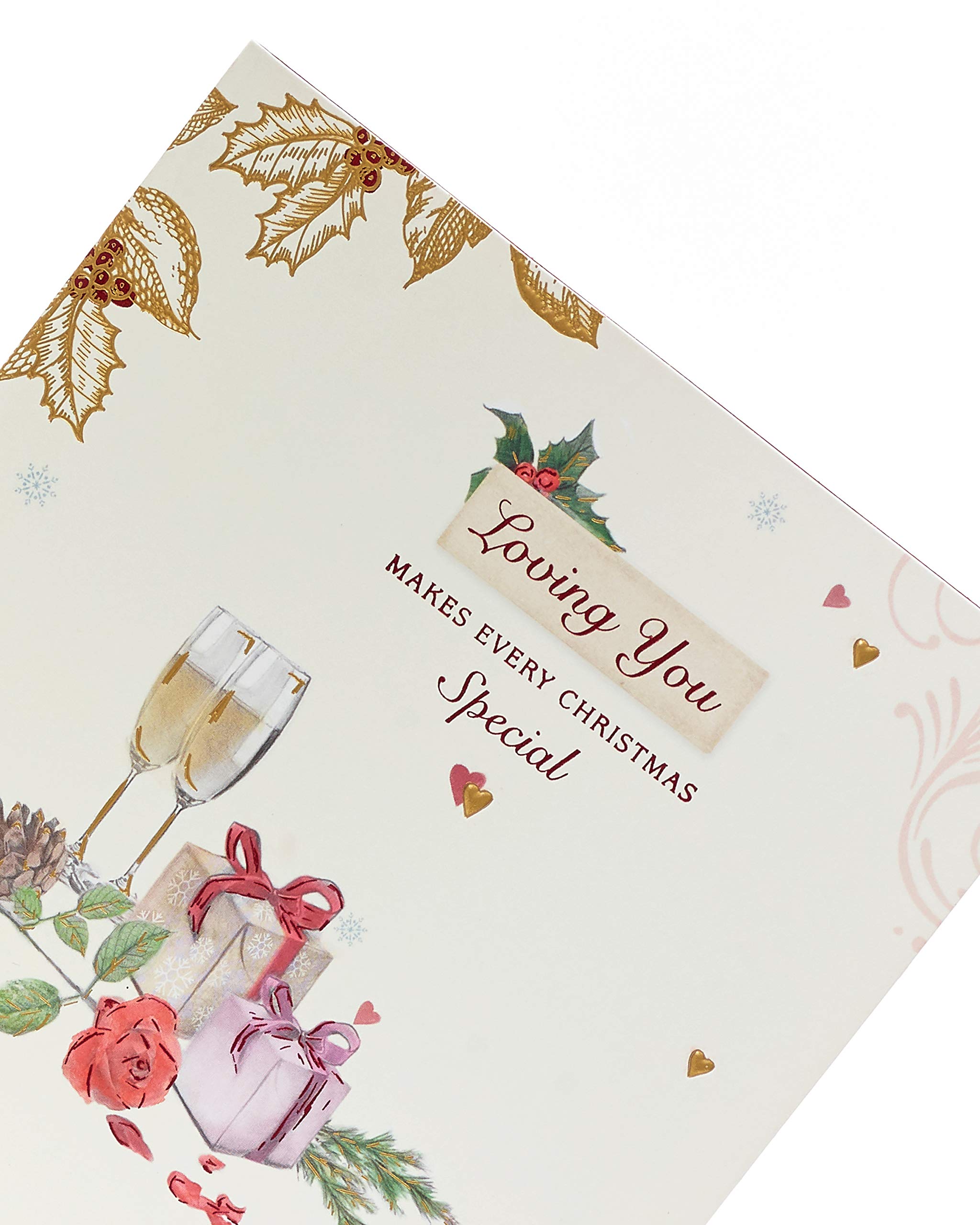 Biglietto Di Natale Romantico Per Coppie, Formato 22,9x15,2 Cm, Con Inserto Colorato E Verso Sentimentale, AE3 - 4